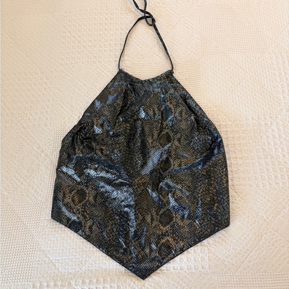 90s Vintage snake print backless halter top size Large